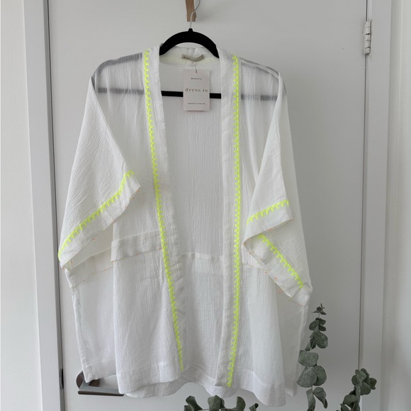 NWT White Sheer Beach Coverup with Neon Accents - Picture 1 of 6